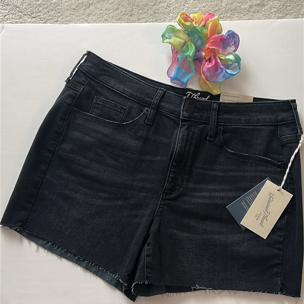 Universal Thread High-rise Midi Denim Shorts Black New